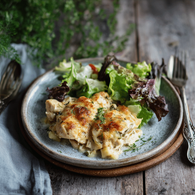 5 ingredient casserole fresh from oven on kitchen table