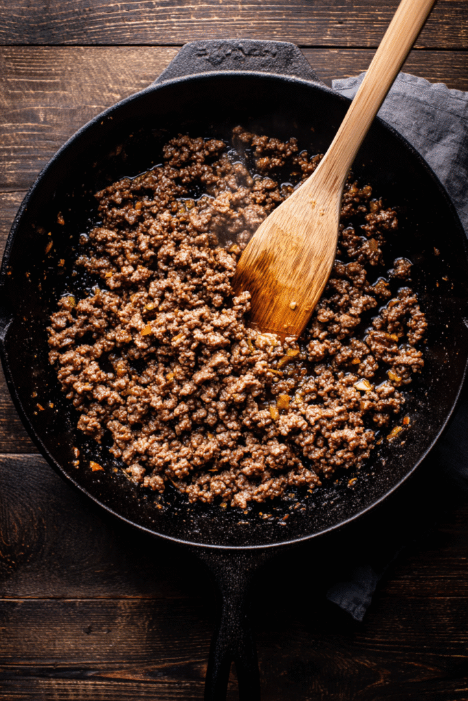 Browning ground beef for 5 ingredient chili